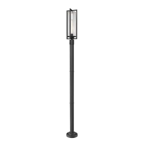Aura 1-Light Black Aluminum Hardwired Outdoor Marine Grade Post Light Set with no bulbs included