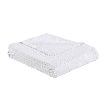 Tommy Bahama Organic Solid 1-Piece White Cotton Full/Queen Blanket