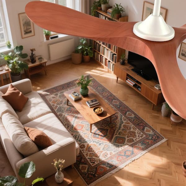 52 in. White DC Motor Downrod Mount Standard Ceiling Fan with Remote Control Reversibl, Ceiling Fans with Lights