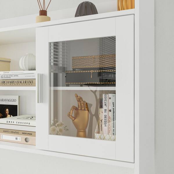 FUFU&GAGA 68.5 in. W L-Shaped White Wood 3-Drawer Electric