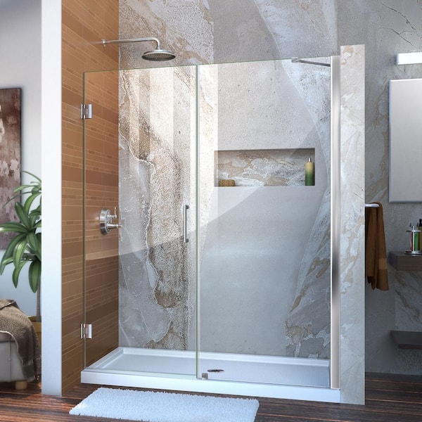 Dreamline Unidoor 58 To 59 In X 72 In Frameless Hinged Shower Door In Chrome Shdr 20587210 01 The Home Depot
