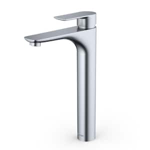 Kayes Single Handle Single Hole Vessel Bathroom Faucet with Matching Pop-Up Drain in Stainless Steel