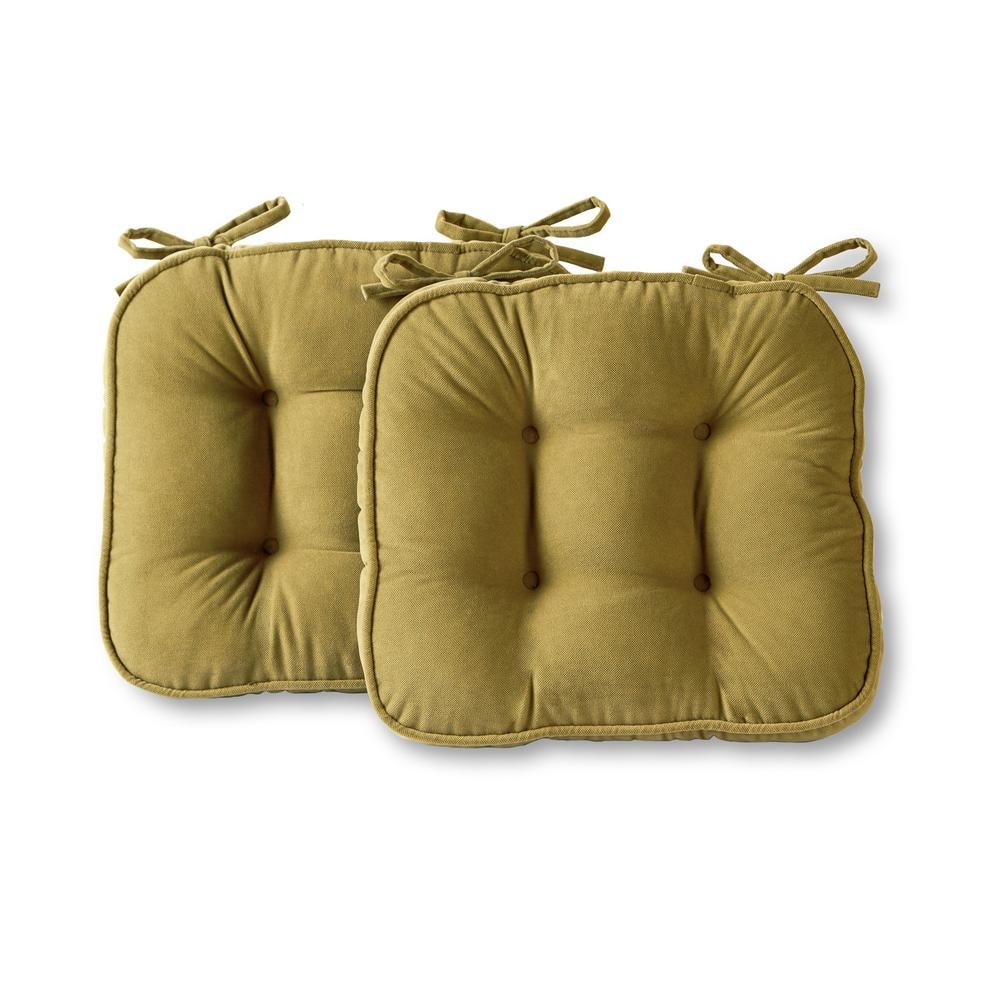 Gripper 17 x 17 Non-Slip Large Omega Tufted Chair Cushions Set of 2 -  Yellow