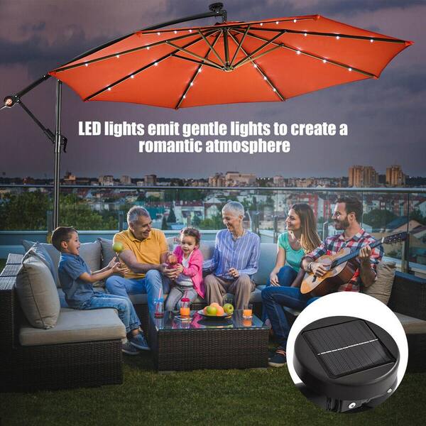 SUNRINX 10 in. Patio Hanging Solar LED Umbrella Sun Shade