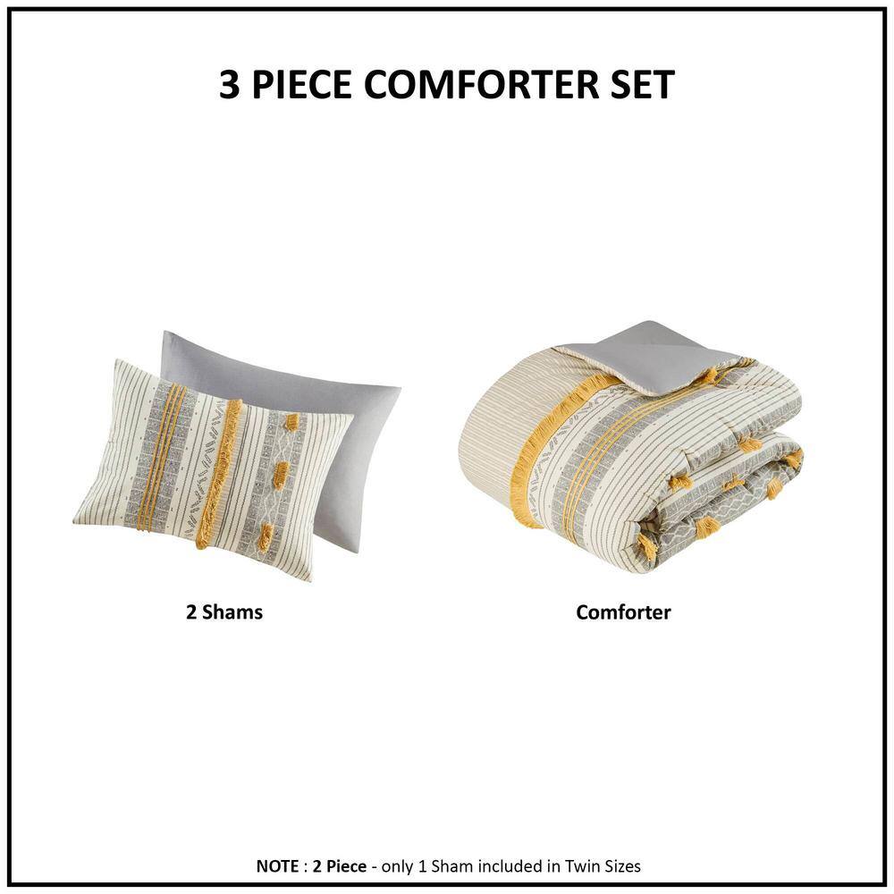 King Gray and Yellow Cotton Down Alternative Comforter Set