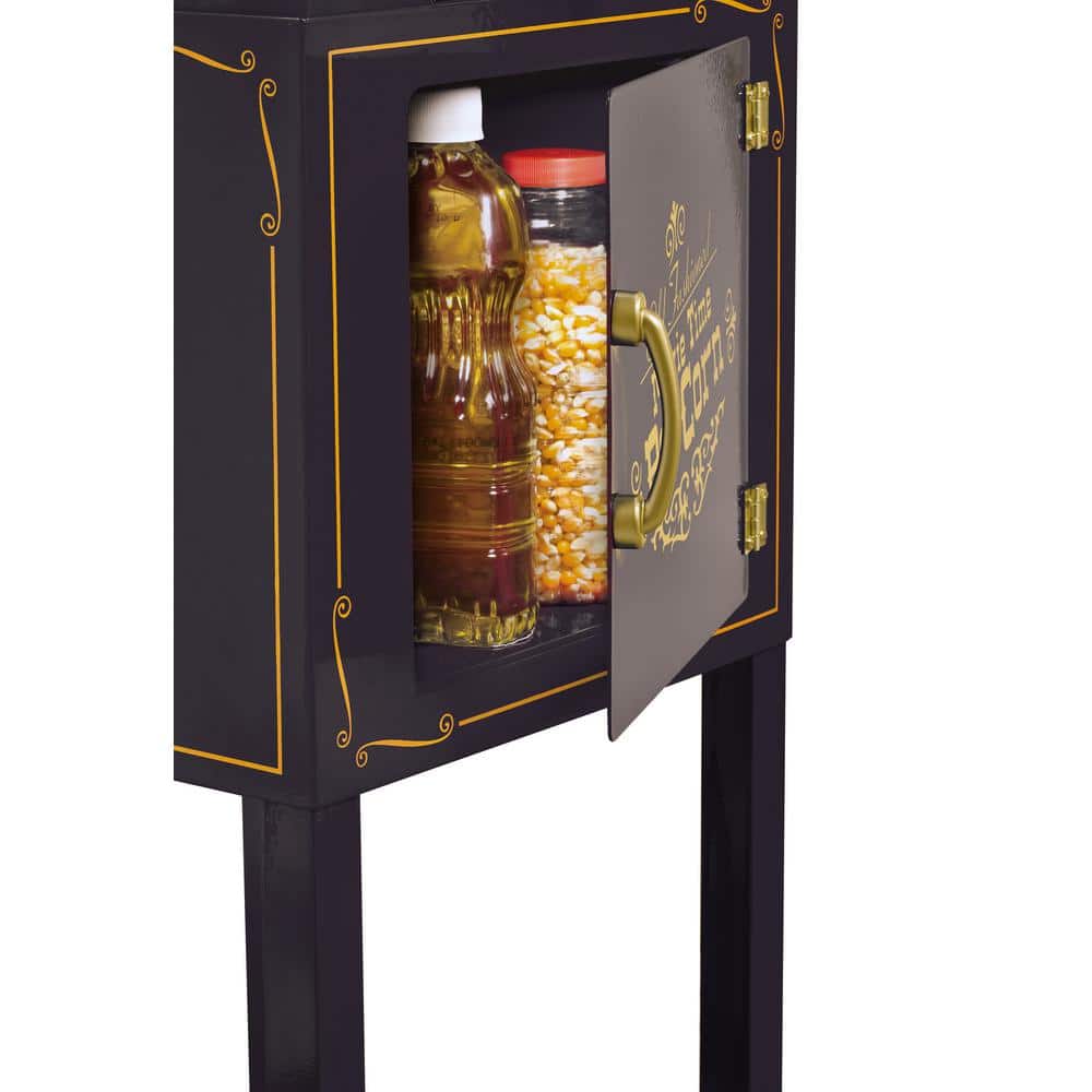 Vintage Black Popcorn Cart with 2.5 oz Kettle