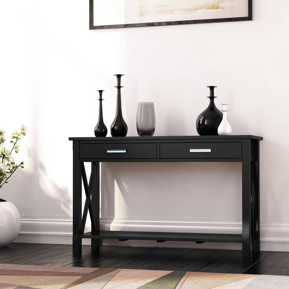 Kitchener Classic Black Pine Console Table with Storage