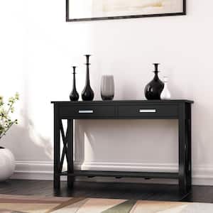 Kitchener Solid Wood 47 in. Wide Contemporary Console Sofa Table in Black