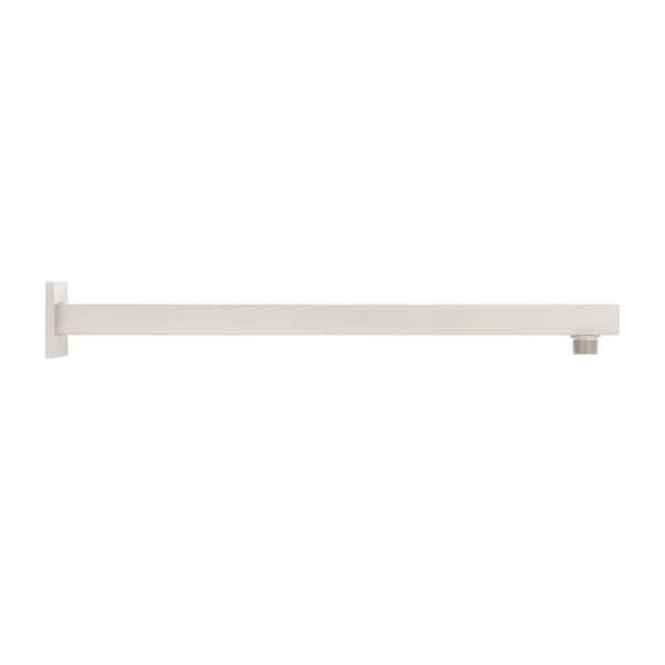 SIGNATURE HARDWARE 18 in. Modern Square Wall Mounted Shower Arm and Flange Brushed Nickel