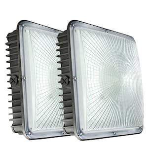 350-Watt Equivalent Integrated LED Bronze Canopy Light Fixture, 5000K Outdoor Canopy Area Light 8400LM (2-Pack)
