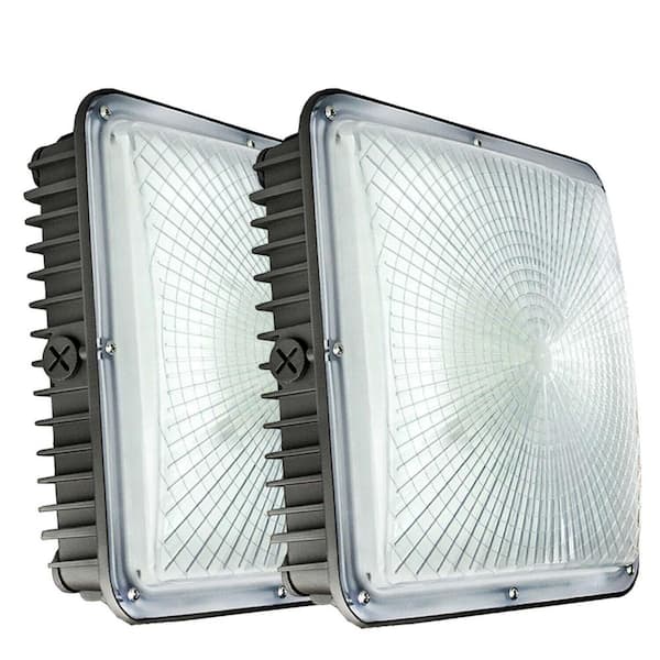 Honbei 350-Watt Equivalent Integrated LED Bronze Canopy Light Fixture, 5000K Outdoor Canopy Area Light 8400LM (2-Pack)