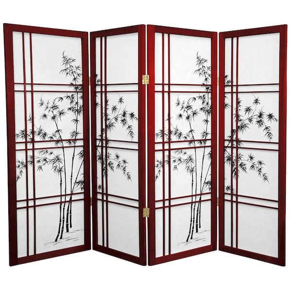 Oriental Furniture 4 ft. Rosewood 4-Panel Room Divider