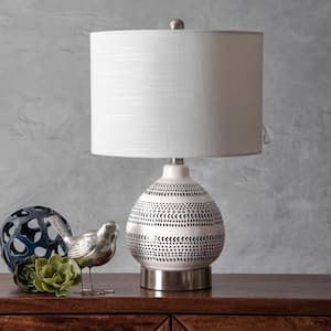 Tampa 22 in. Off White Bohemian Table Lamp, Dimmable
