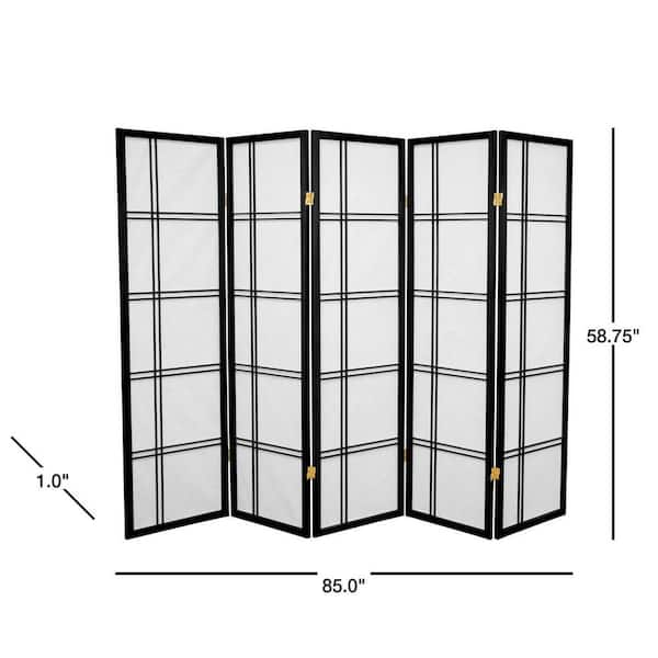 5 ft. Black 5-Panel Room Divider