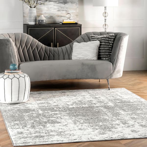 Deedra Misty Contemporary Gray 6 ft. Square Rug
