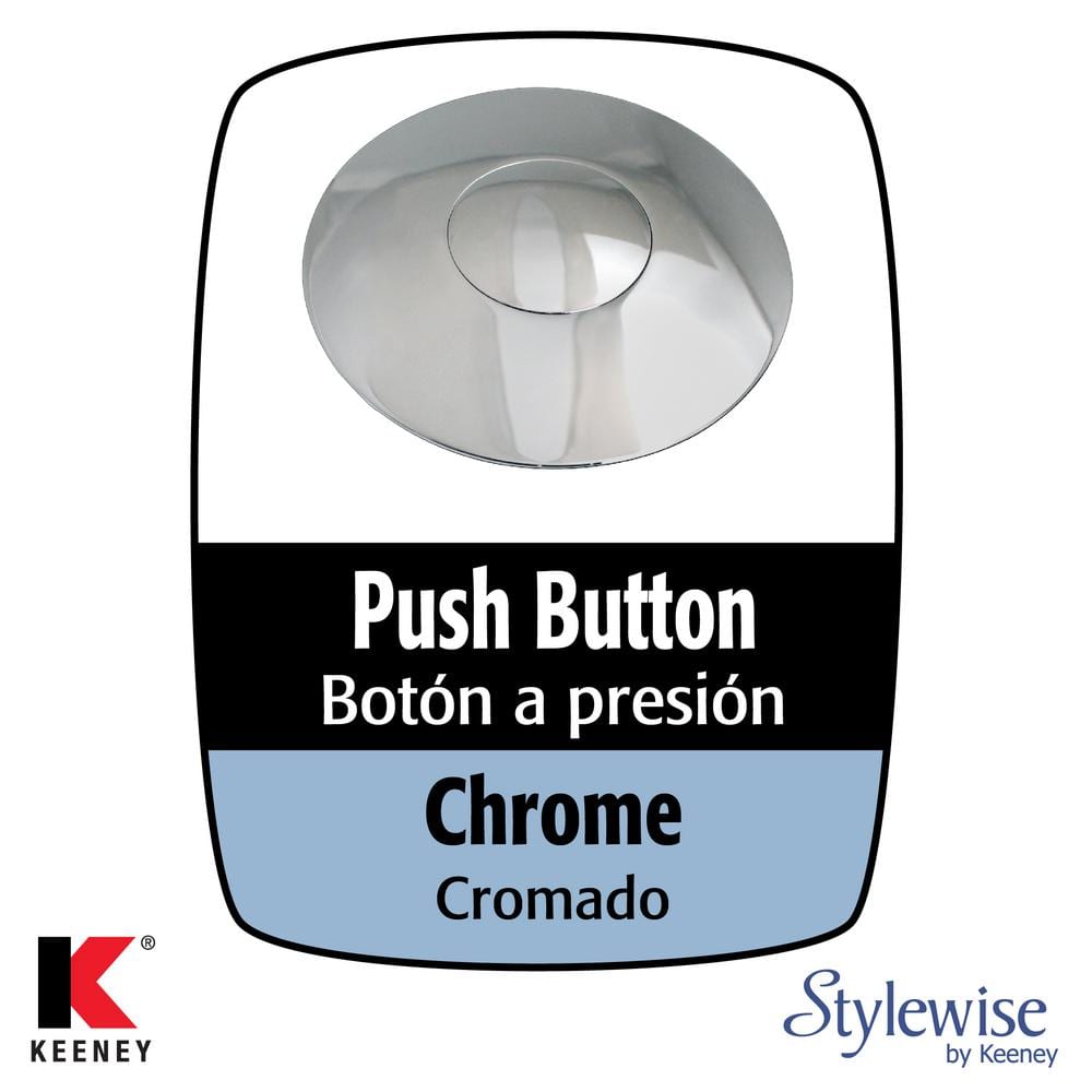 Chrome Push Button Bathroom Sink Drain with Overflow