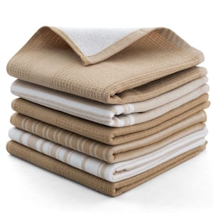 LDC 6-Piece Kitchen Towels Set 16 x 26-Soft, and Durable 100% Cotton Terry-Perfect for Cleaning, Drying (Khaki)
