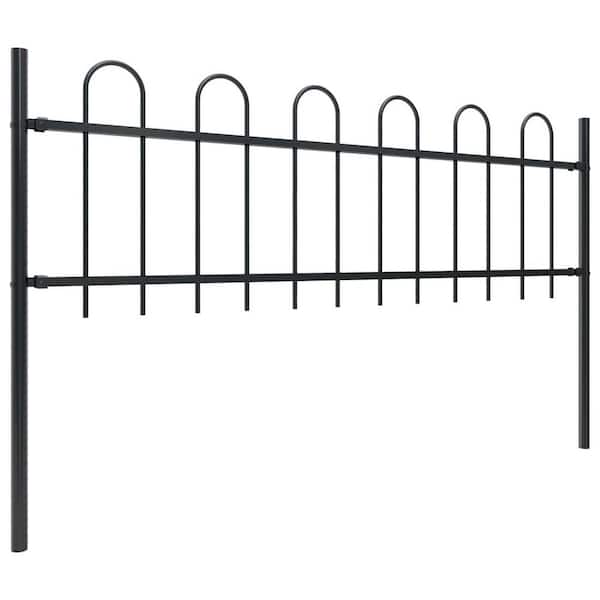 Afoxsos HDDB2004 66.9 in. L x 43.3 in. H Black Steel Garden Fence Decorative Fence with Hoop Top - 2