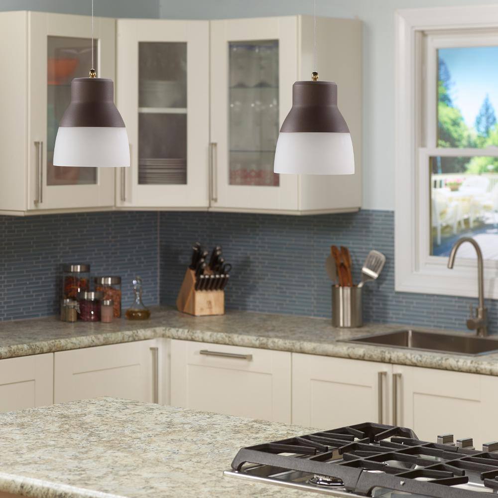 Bronze Mini Wireless LED Glass Pendant Light 10"