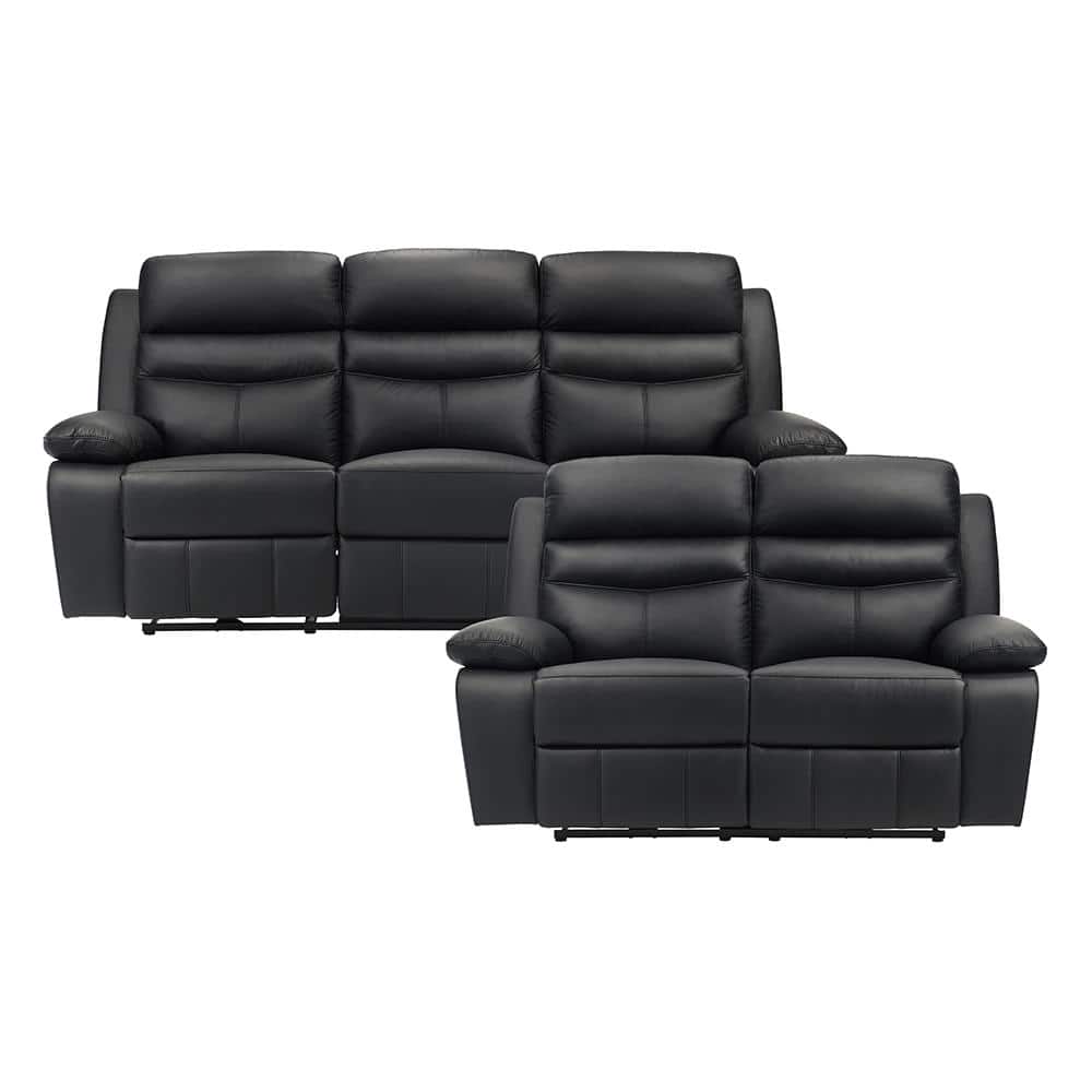 Edelia 86.5 in. W. Pillow Top Arm Leather Rectangle 2-Piece Power Reclining