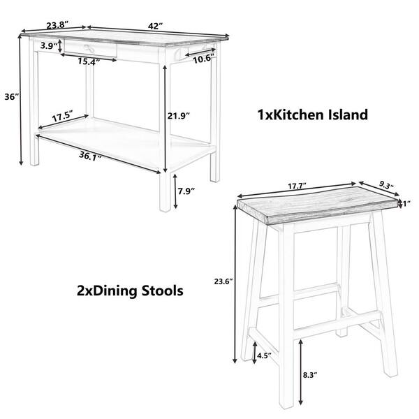 Solid Wood Kitchen Island Prep Table, Kitchen Island Table Dimensions