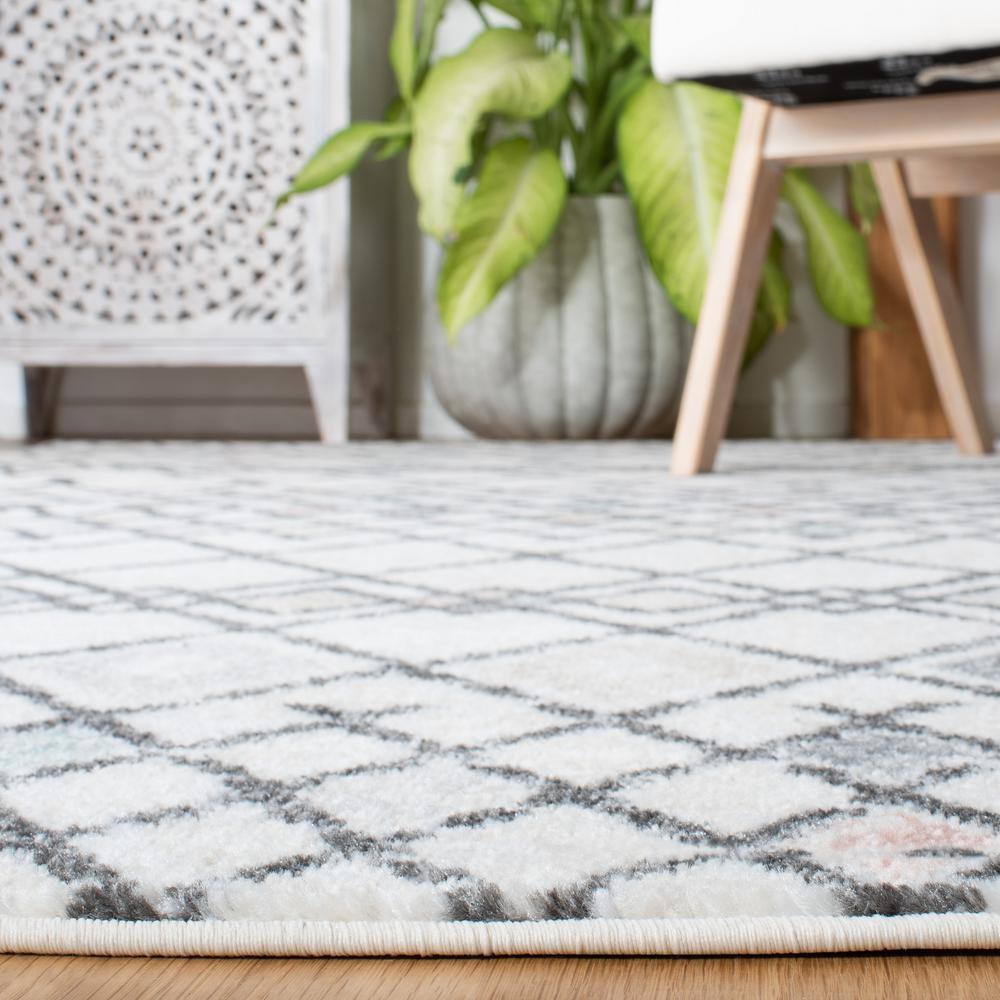 Ivory Square Easy-Care Synthetic Hand-Knotted Rug - 6'7"
