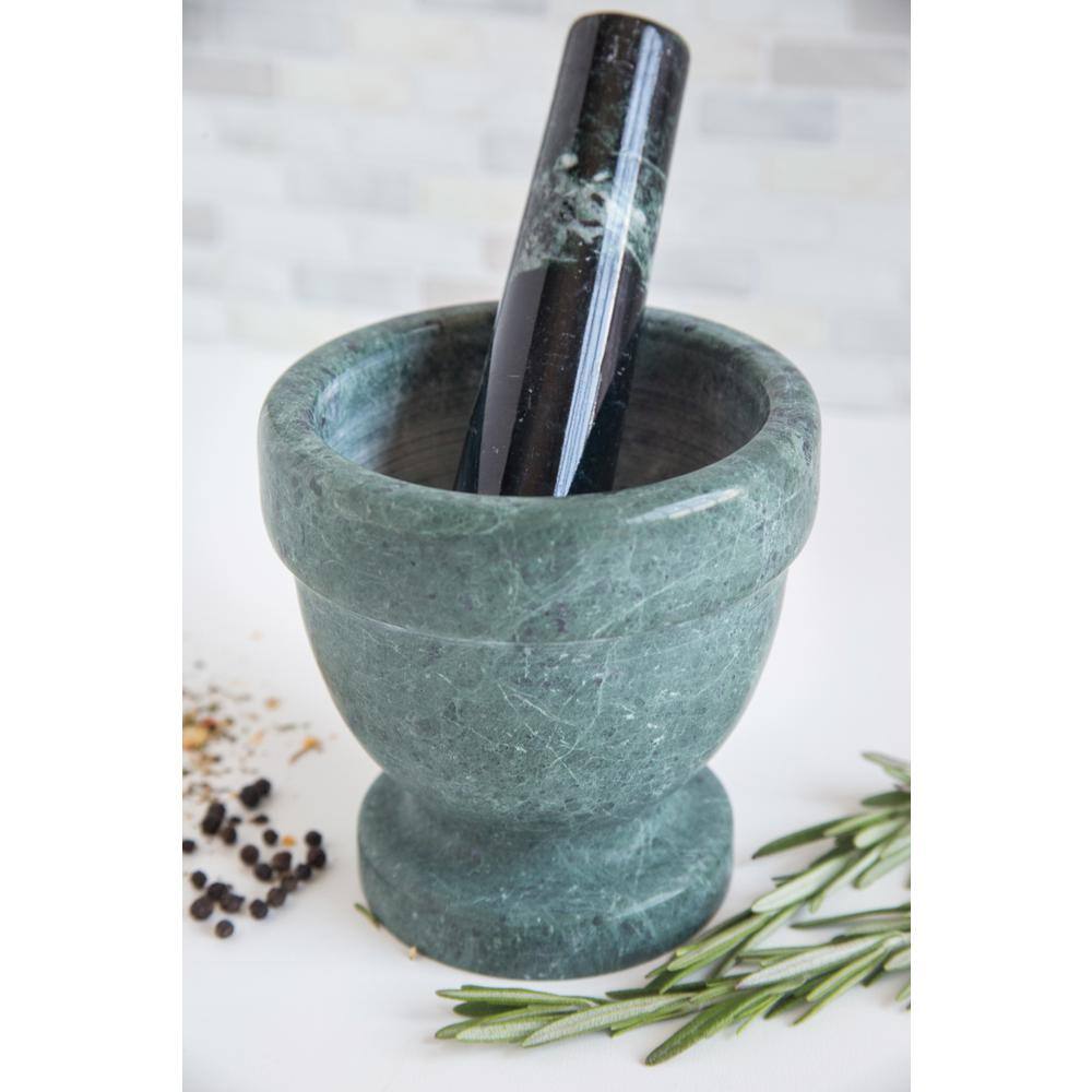 Green Marble 4-Inch Mortar and Pestle Set