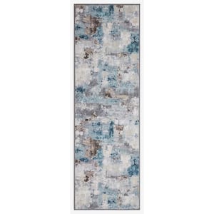 Eden Collection Abstract Multi 2 ft. x 7 ft. Machine Washable Modern Indoor Area Rug
