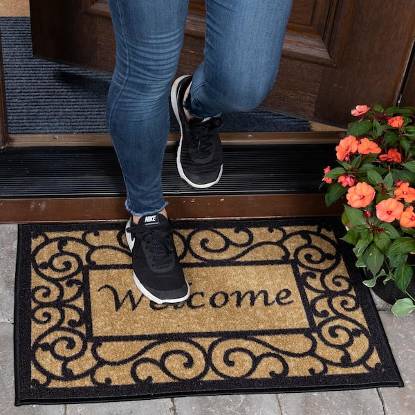 Welcome Front Door Mat Carpet Flannel Fabric Suede Anti-Slip Floor Mat Rug  Home Decorative Custom