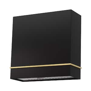 30 in. Stainless Steel Ducted Wall Mount Range Hood with Powerful 600 CFM Vent Motor, 3-Speed, in Black with Gold