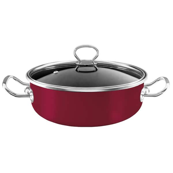 VASCONIA Elegance 5 qt. Enamel on Steel Casserole Dish in Red