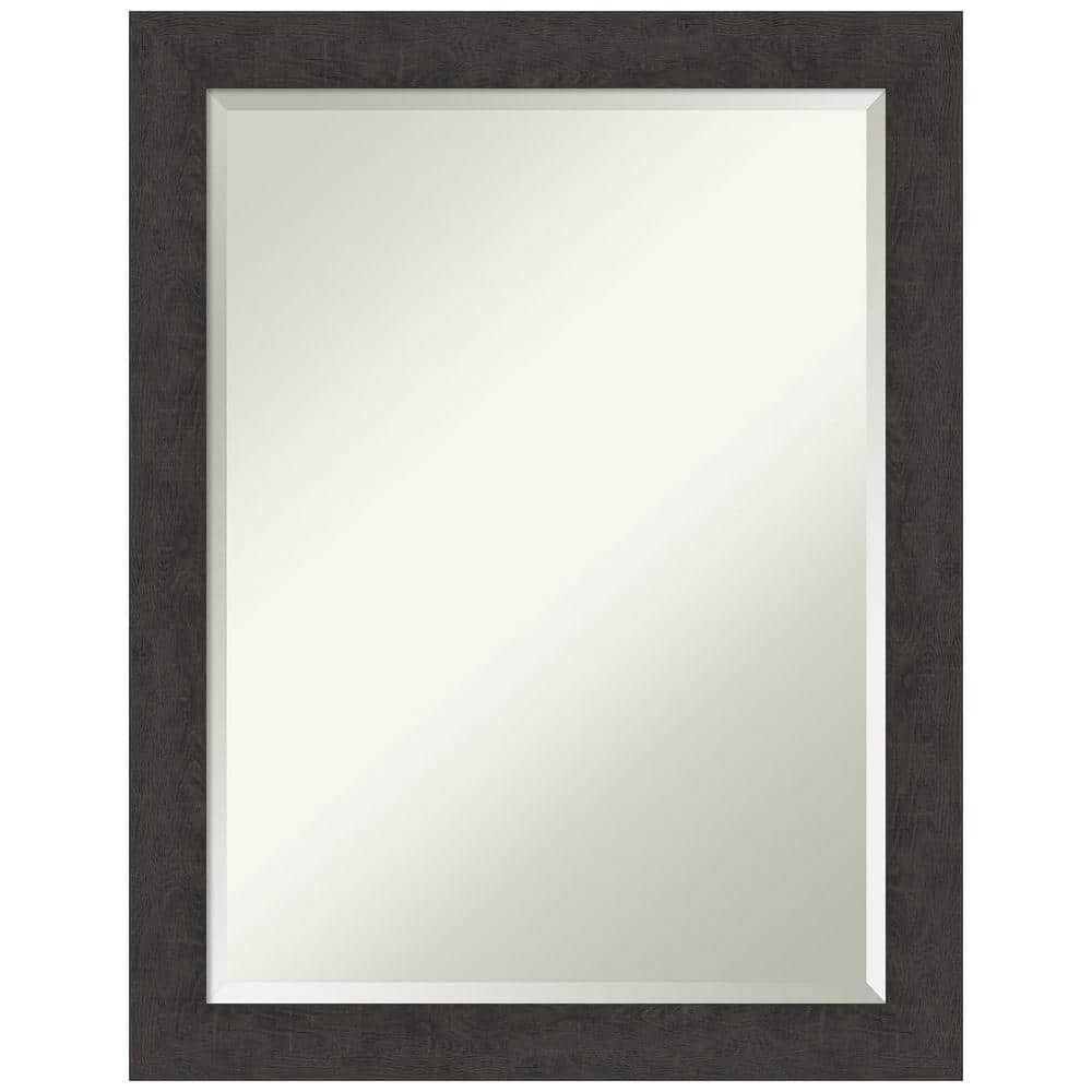 Espresso Rustic Plank 34" Woodgrain Textured Wall Mirror