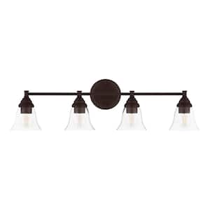 Rubbed Oil Bronze And Frost Pleated Glass 5 Light Bath Wall Fixture 36" $447 