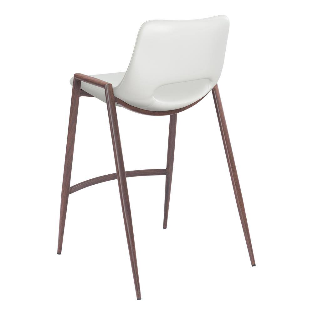 White and Walnut Mid-Century Modern Counter Stools, Set of 2