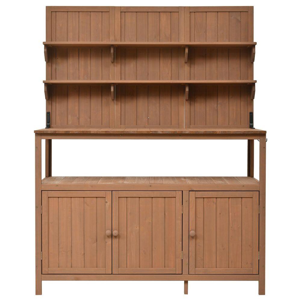 50.2 in. W x 65.4 in. H Bown Potting Bench with Hutch，2 Shelves and 2 Cabinets for Gardening price history on PriceWatchPro
