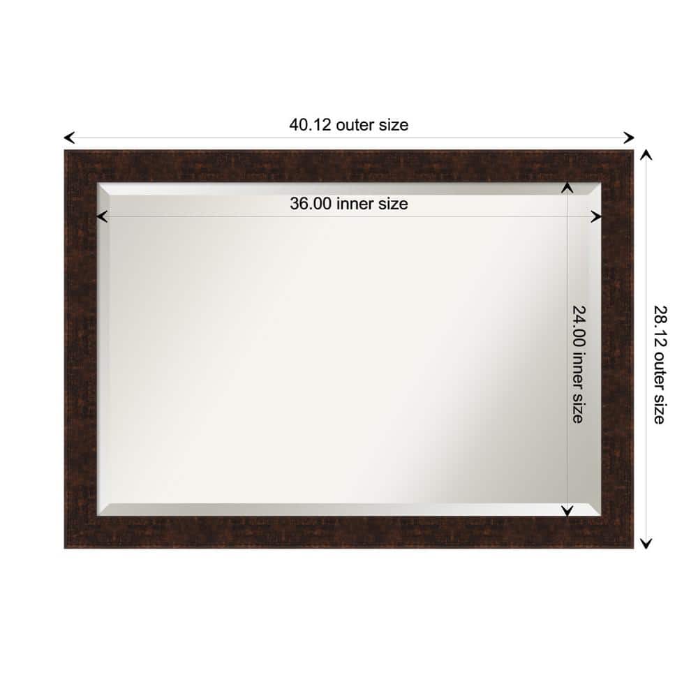 William 40" x 28" Bronze Wood Bathroom Vanity Mirror