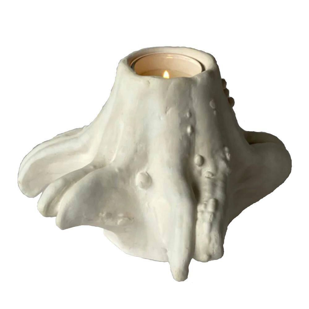 Studio White Gypsum 8.75 in. W x 6 in. H Gourd #2 Votive Candleholder Home 