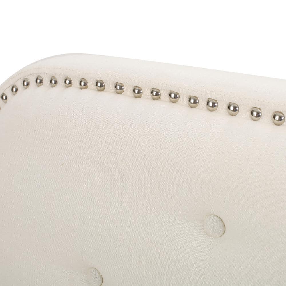 Ivory Tufted Upholstered Full Headboard with Nailhead Trim