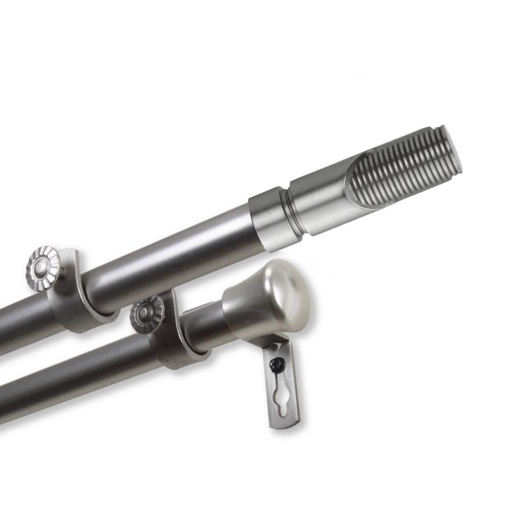 28 in. to 48 in. Adjustable 13/16 in. Witz Double Curtain Rod in Satin Nick