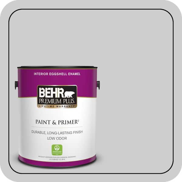 BEHR PREMIUM PLUS 1 gal. #770E-2 Silver Screen color Eggshell Enamel Low Odor Interior Paint & Primer