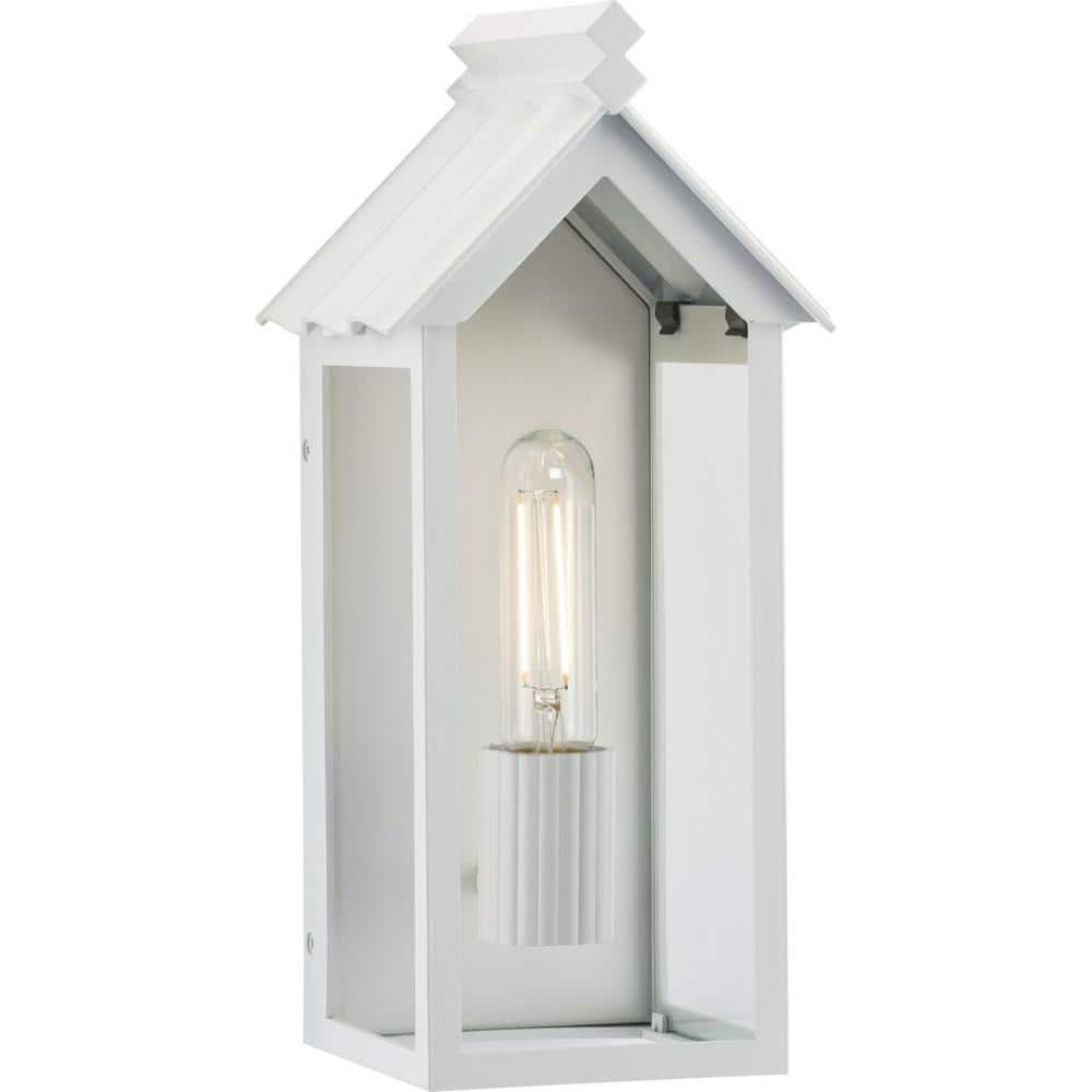 Progress Lighting Jeffrey Marks Point Dume Dunemere Collection Hardwired 1-Light White LED Outdoor Lantern 14 in. Outdoor Wall Sconce P560303-192 - The Home Depot