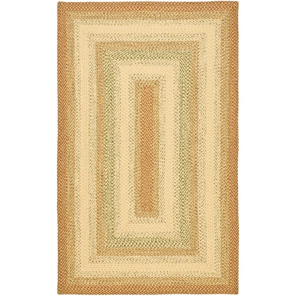 Braided Rust/Multi  6 ft. x 8 ft. Machine  Washable Border Solid Color Area Rug