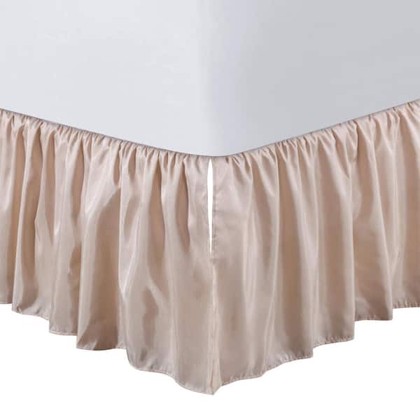 LEVTEX HOME 16 in. Faux Silk Blush Full Bed Skirt