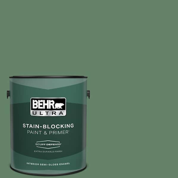 BEHR ULTRA 1 gal. #BIC-55 Garden Greenery Extra Durable Semi-Gloss Enamel Interior Paint & Primer