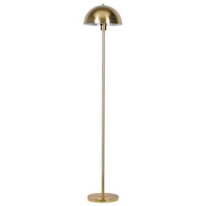 56 in. Gold Modern 1-Light Standard Floor Lamp for Living Room with Dome Metal Shade