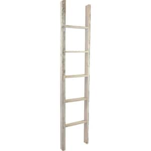 15 in. x 72 in. x 3 1/2 in. Barnwood Decor Collection Chalk Dust White Vintage Farmhouse 5-Rung Ladder