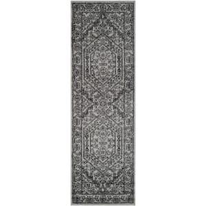 Adirondack Silver/Black 2 ft. x 6 ft. Border Runner Rug