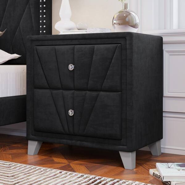 black glass top nightstand