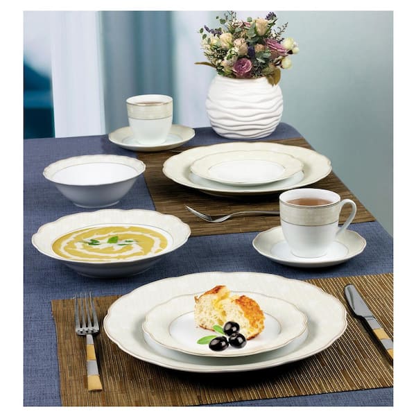 24-Piece Formal Gold Accent Porcelain Dinnerware Set