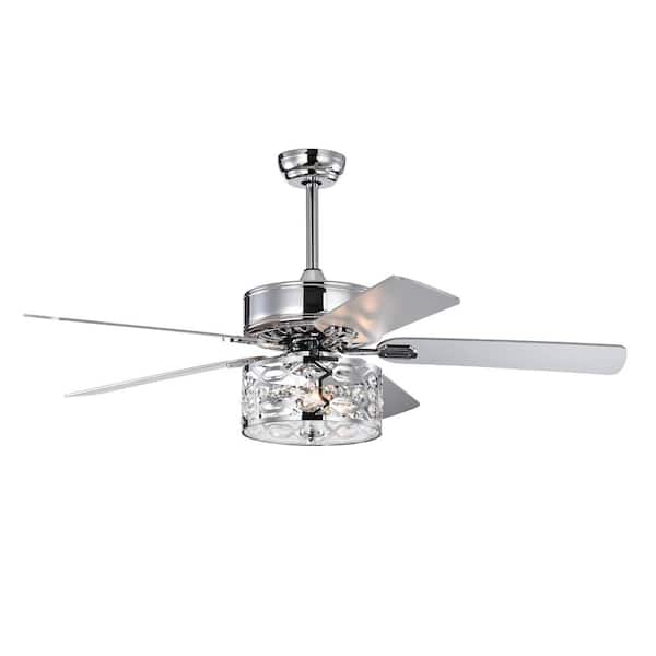 FIRHOT 52 in. Smart Indoor Downrod Mount Chrome Chandelier Ceiling Fan with Light and Remote Control